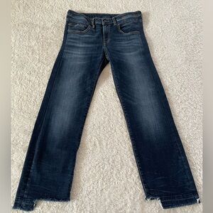 R13 Biker Boy Straight Jeans Women 29 Uneven Hem Howell Indigo Drake Smart Italy